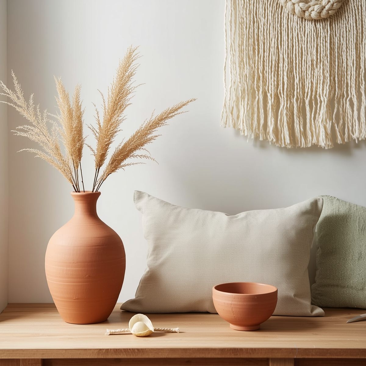 Textured decorstuk met natuurlijke vezels